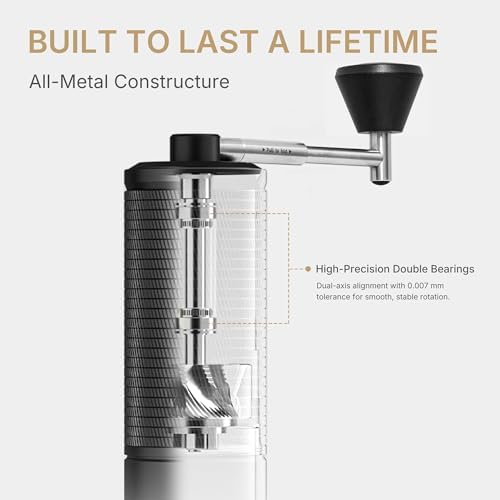 Timemore C5 PRO Manual Coffee Grinder - 42mm Stainless Steel Burr, 48 Adjustable Settings, Hand Coffee Grinder with Fordable Handle, All Metal, Portable for Home, Office & Outdoor, 30g Capacity, Black