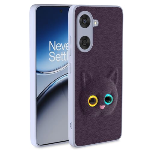 Image of Pikkme Back Cover for Oneplus Nord Ce 5 5G | Cute Cat Leather Finish for Girls | Soft TPU | Bumper Case (Purple)