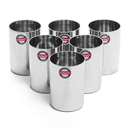 Image of EMBASSY Stainless Steel Glass, Pack of 6, 300 ml