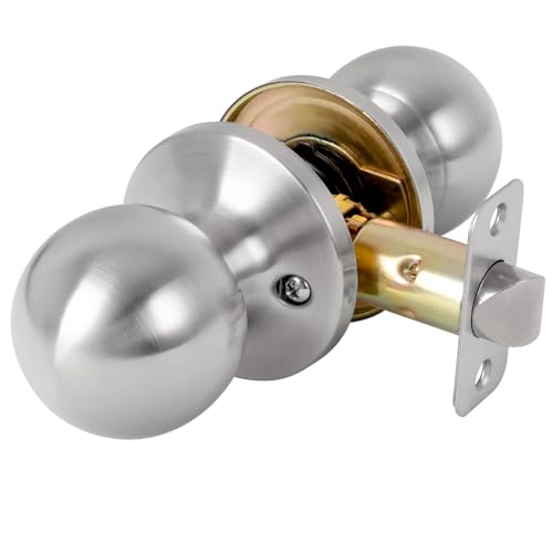 RAFECIEE Passage Door Knob - Closet Door Knobs Keyless Doorknob Interior Door Knob Without Lock for Hallway Satin Nickel