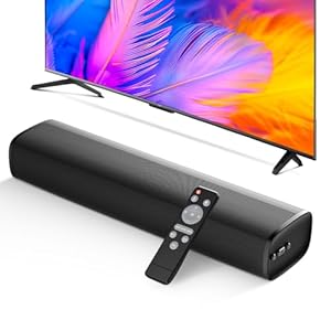 Soundbar für TV Geräte , 56W Lautsprecher mit Bluetooth 5.3/ARC/OPT/AUX – Wandmontierbares Heimkino-Surround-Sound-System Kleine Sound Bar für PC/Fernseher/Gaming/Projekt... mit 3 EQ-Modi (Black)