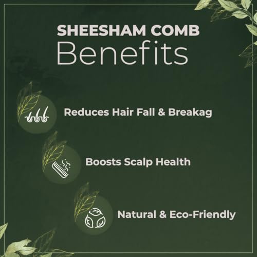 Image of Organic Sheesham Wood Comb, Twin Tooth Curve (Pack of 1) - Handcrafted Eco-Friendly Detangler for Hair Growth, Stimulates the Scalp | Frizz Control, suitable for all Hair Types