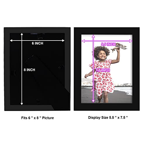 Renditions Gallery 6X8 Inch Picture Frame High-End Modern Style, Made Of Solid Wood And High Definition Glass Ready For Wall And Tabletop Photo Display, Black Frame #TOP5