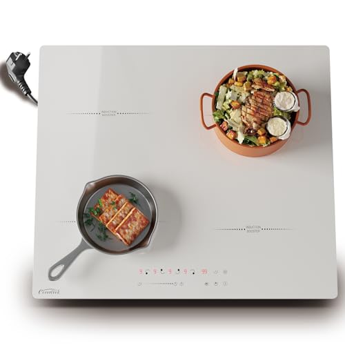 COVERCOOK Stecker und Induktionskochfeld 60 cm, Autark, 4 Zonen, Induktionsfeld mit Touch Control, Glaskeramik, Weiß, Power Booster, 4 Platten, 9 Leistungsstufen 2800W COVERCOOK Stecker und Induktionskochfeld 60 cm, Autark, 4 Zonen, Induktionsfeld mit Touch Control, Glaskeramik, Weiß, Power Booster, 4 Platten, 9 Leistungsstufen 2800W