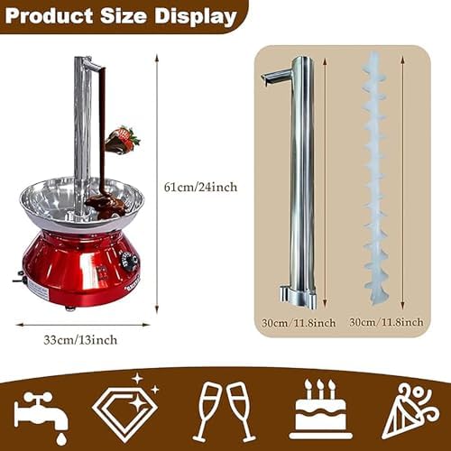 Stainless Steel Chocolate Fountain Machine - Easy Assembly Commercial Waterfall for Parties, Weddings & Birthdays - Elegant Red Design, Perfect for Events image 2