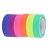 6 Rollen Neon-Gaffer-Klebeband 6 Farben Leuchtendes Klebeband 15 mm X 5 m Fluoreszierendes -Schwarzlicht-Klebeband, das Im Dunkeln Leuchtet, für Leuchtendes Partyzubehör