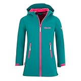 Elastisch Trollkids Mädchen Lillesand wasserabweisender Softshell Mantel, Smaragdgrün/Rubinrot, Größe 176