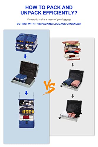 ELEZAY Hanging Packing Cubes Portable Closet Shelves Travel Collapsible Compression Garment Organizer for Carry-on Luggage Suitcase with Breathable Perforated Material Large_11.8 * 11.8 * 24 in, Pink2