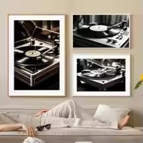 Peinture sur toile de tourne-disque art de bureau haut de gamme avec cadre