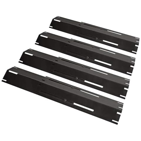 Unicook Universal Replacement Heavy Duty Adjustable Porcelain Steel Heat Plate Shield, Heat Tent, Flavorizer Bar, Burner Cover, Flame Tamer for Gas Grill, Extends from 11.75" up to 21" L, 4 Pack Cover