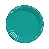 Creative Converting Touch of Color 20 Count Plastic Dinner Plates, Tropical Teal