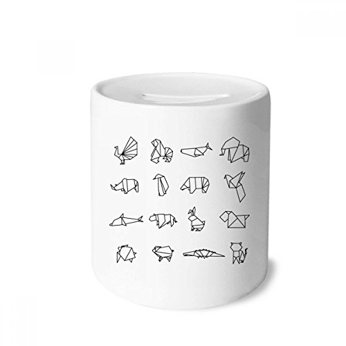 Tirelire en céramique origami animaux géométriques multicolore pour enfants et adultes DIYthinker