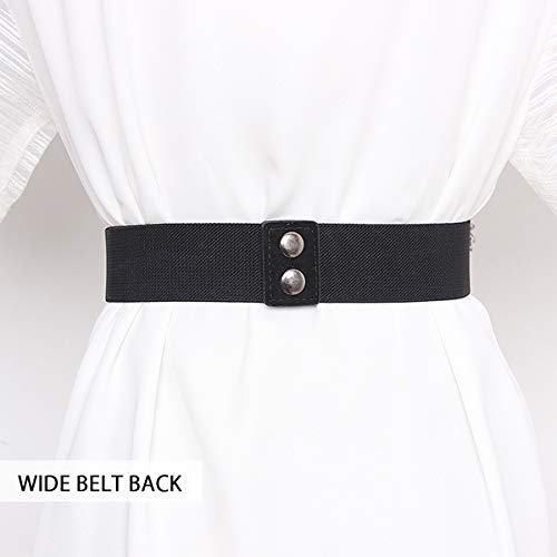 Fashion Leather Elastic Waist Belt For Women Shiny Diamond Rhinestone Decorated Stretch Belt No Buckle Dress Belt3