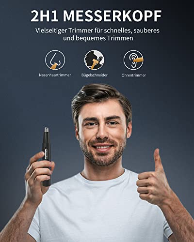 Nasenhaartrimmer Nasenhaarschneider Ohrhaarschneider,2 in 1 Professioneller Nasentrimmer - Schmerzfreier Herren und Frauen Nasenhaarentferner, Mit USB-Ladefunktion,IPX7 Wasserdichte Doppelklingen - Image 3