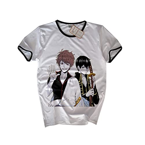 銀魂 tシャツ 半袖 メンズ レディース 綿 春夏 ぎんたま アニメ プリント 男女 ホワイト 丸首 Tシャツ おしゃれ 通気 カジュアル ベーシック 大きいサイズ ファッション 学生 青少年 ティシャツ 日常服 部屋着 KH-1(女)/M