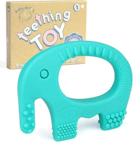 Baby Elefanten Beißring - Weiches Silikon | BPA-frei | Biegsam und Gefrierschrank geeignet für Babys (Blau) Cover