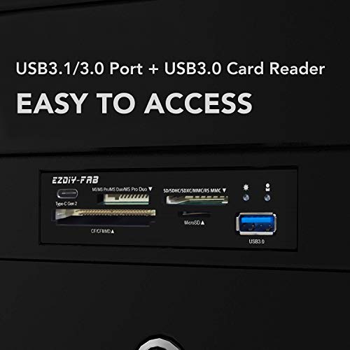 EZDIY-FAB PC Front Panel Internal Card Reader USB HUB, USB 3.1 Gen2 Type-C Port,USB 3.0 Support SD MS XD CF TF Card for Computer, Fits Any 3.5" Computer Case Front Bay - Thumbnail 6