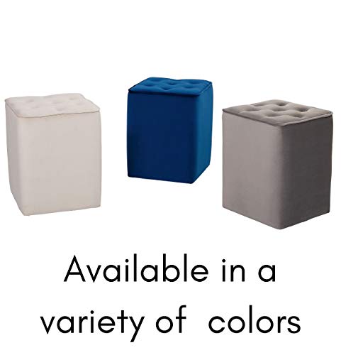 Birdrock Home Tufted Grey Velvet Ottoman Foot Stool - Square - Soft Compact Padded Stool - Great For The Living Room, Bedroom And Kids Room - Upholstered Small Furniture #TOP7