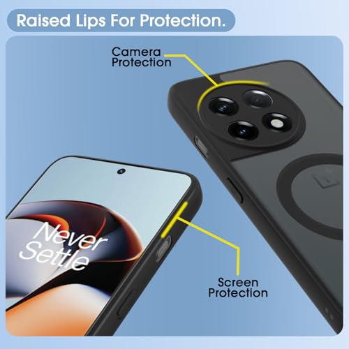 Image of Pikkme Back Cover for OnePlus 11R 5G Compatible with Mag-Safe Smoke Back | Shockproof Design | Hard Transparent Back Case (Black Smoke Mag-Safe)