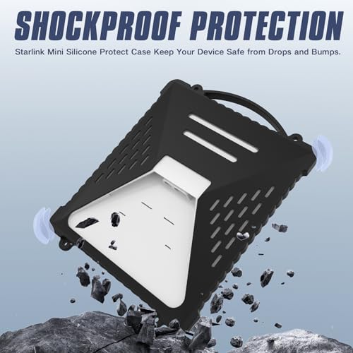 Acover Starlink Mini Protective Cover,Liquid Silicone Case for Starlink Mini Accessories Satellite Dish Waterproof & Anti-Scratch Cover with Handle & Hook Perfect for Outdoor Travel RV/Camping/Black by ACOVER - Used condition - Image 3