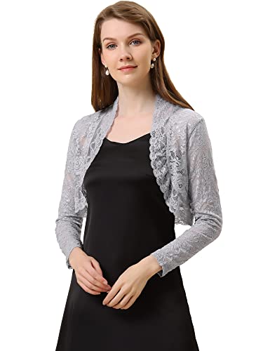 Image of Allegra K Women's Elegant Crop Cardigan Sheer Floral Lace Bolero Shrug Top