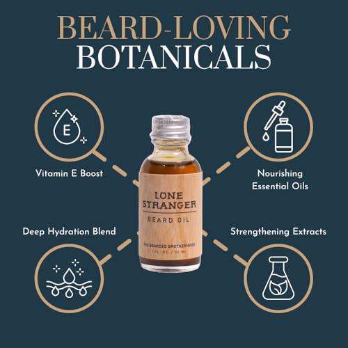 Image of TBB Lone Stranger Classic Beard Oil - Amber, Coffee, Clove & Coriander Scent - Premium Conditioning Oil for Soft, Healthy Beards, 1 oz
