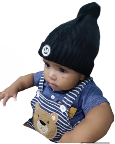 Gorro de Bebê Touca de Criança Forrado de Pelinho Com Pompom Toca Juvenil Chapel de Lã (Acrílico, Pr