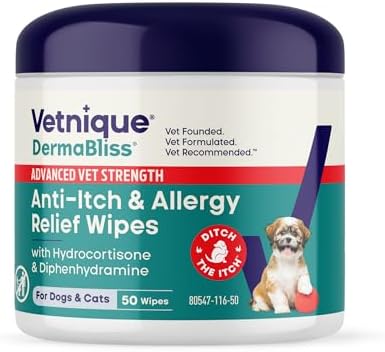 Vetnique Dermabliss 3-in-1 Medicated Dog Wipes - Relief for Itchy...