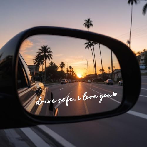 Image of 3Pcs Rearview Mirror Decal Car Window Decals For Women Auto Stickers Accessories Valentines Day Gifts Drive Safe, I Love You Water Bottle Stickers Suitable for Motorcycle Bumper(White)