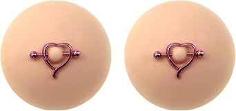 7CM Sticky Adhesive Silicone Nipple Pasties - Reusable Pasty Nipple Covers Purple Heart Ring for Women With Piercing