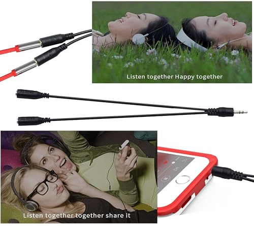 SaiTech 3.5mm Stereo Jack Splitter Cable Adapter for iPod, Mp3 Player, Mobile Phone, Laptop, PC, Headphone Speakers (Black)