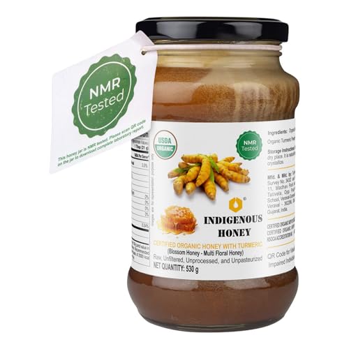 Image of INDIGENOUS HONEY USDA Certified Organic Raw Honey with Turmeric 17.64 oz