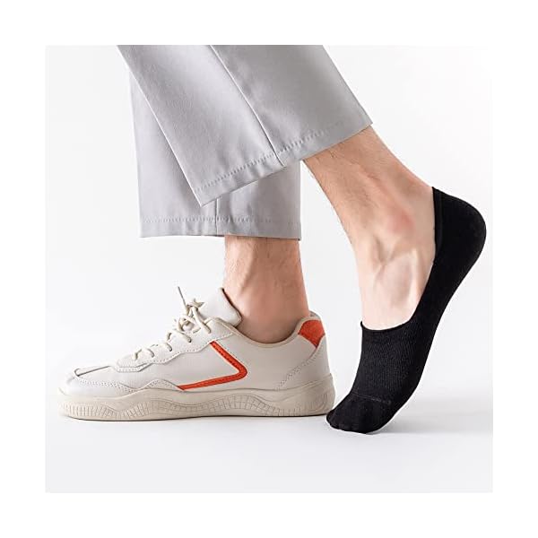 8 Pairs Mens & Women Cotton No Show Socks Invisible Non-Slip Socks Trainer Socks with non-slip silicone (8 pairs Black) - Image 6