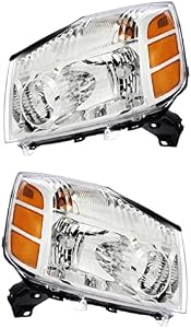 For Nissan Titan/Armada Headlights Lamps Set 2004 2005 2006 2007 Halogen Driver and Passenger Side