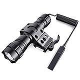 Quick Release 45° Offset Mount 1000 Lumens L2 LED Tactical Flashlight Torch with Remote Pressure Switch QD Mount Bright Flashlight Hunting Light