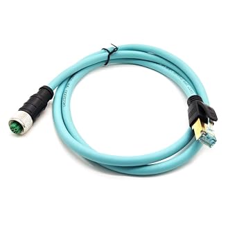 M12 4 Pin D Code Female to RJ45 Industrial Ethernet Cable, M12 to RJ45 Male High Flex Cable Shielded Field Wireable Cable Assembly for Automation Systems Interconnect 9.84ft/3Meter