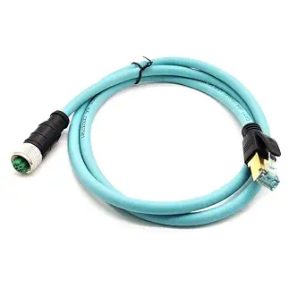 M12 4 Pin D Code Female to RJ45 Industrial Ethernet Cable, 9.84ft/3m