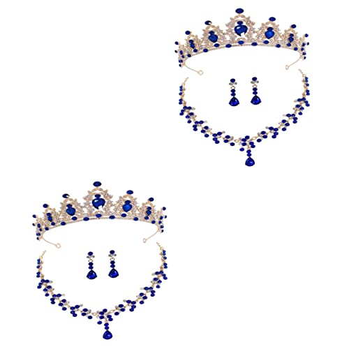 LIFKOME 2 Conjuntos Brincos De Colar De Coroa Brincos De Coroa Para Mulheres Jóias De Casamento Aces