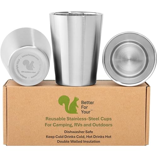 Better For Your - Small Tumbler Cups Stainless Steel Double Wall - 8oz (250ml) - Set of 3