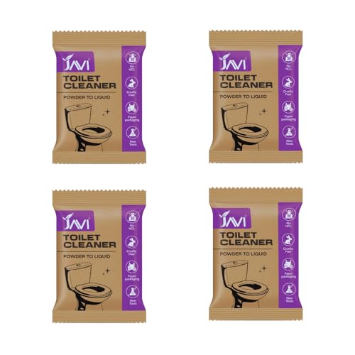 Image of Javi Plant Based Toilet Cleaner | Non-Toxic, Eco-Friendly and Biodegradable | Elimimates Yellow Stains Limescale & Germs | Plastic free Packaging | Powder to liquid | 4Sachet = 2lit