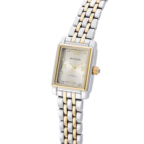 Montre carrée femme argent et or sertie de cristaux authentiques