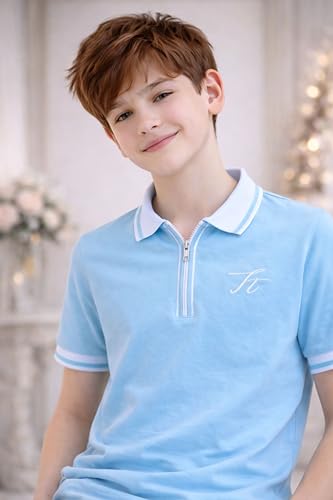 Image of TotzTouch Boys Premium Polo Collar Tshirt Combo with Zipper Closure Color White & Black Age 6 Years to 15 Years