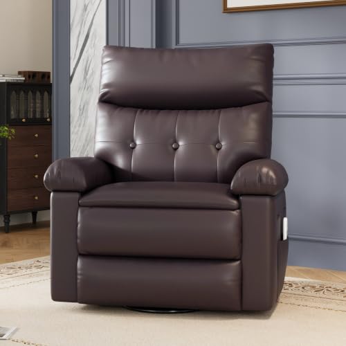 Image of GarveeHome Leather Manual Recliner Chair for Adults - Heat and Massage
