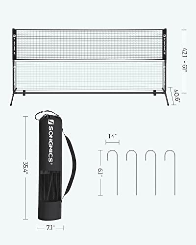 Songmics 10 Ft Portable Badminton Net, Beach Volleyball Net For Backyard, Junior Tennis Pickleball Net, With Height Adjustable Poles, For Patio Park Outdoors, Black Usyq300Hv1 #TOP6