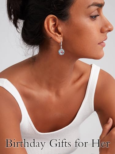 TOUPOP Tree of Life Birthstone Earrings for Women 925 Sterling Silver Family Tree Dangle Earrings Austrian Crystal Jewelry Birthday Christmas Gifts for Her Girlfriend Wife Mom2