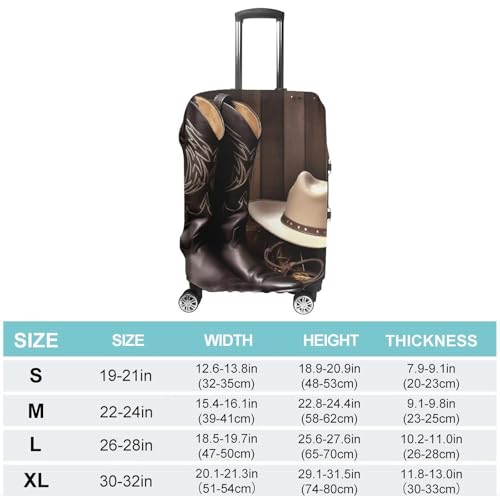 Cowboy Black Hat Western Boots Luggage Cover, Washable Elastic Suitcase Cover Protector Fit 18-32 Inch Luggage2