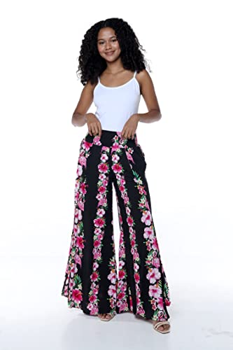Lady High Slit Wide Leg Pants in Tropical Pink Line Floral4