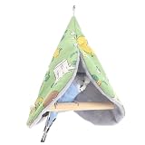 FLAdorepet Bird Bed Blanket Parrot Nest Snuggle Hut for Cage Accessories,Parakeet Warm House Hanging Tent Bed Hammock Wood Stand Perch Swing Toy for Cockatiel Lovebird Cockatoo (Green, One Size)