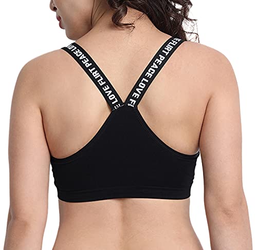Image of Women's Nylon & Cotton Lightly Padded Non-Wired Sports Bra (32, Black1)