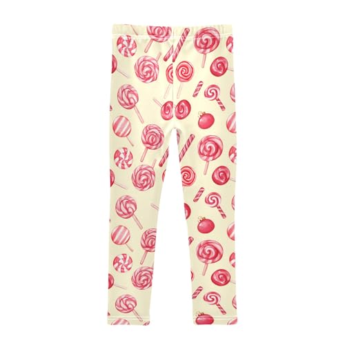 senya Girls Printed Leggings Yoga Pants Red Pink Candy Pattern for Kids in 4t to 10 Years, 4T2